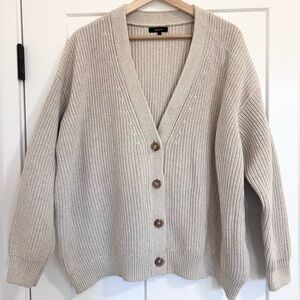 Quince Organic Cotton Oversized Boyfriend Cardigan Sweater